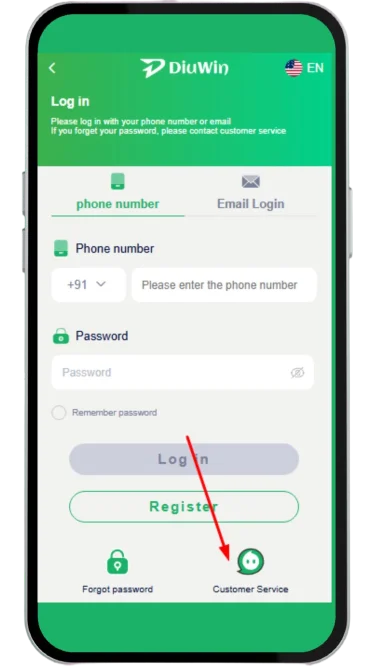 Customer service on login page